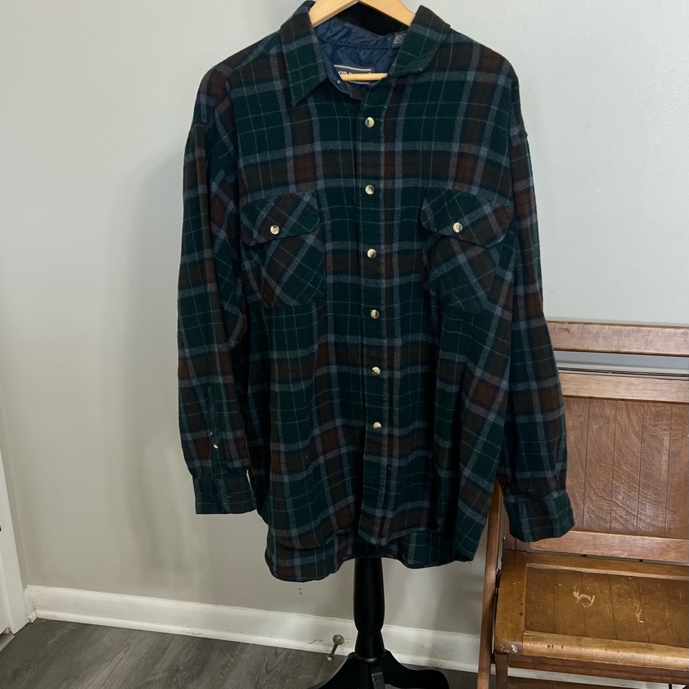 VINTAGE David Taylor Green and Brown Plaid Men's Shirt